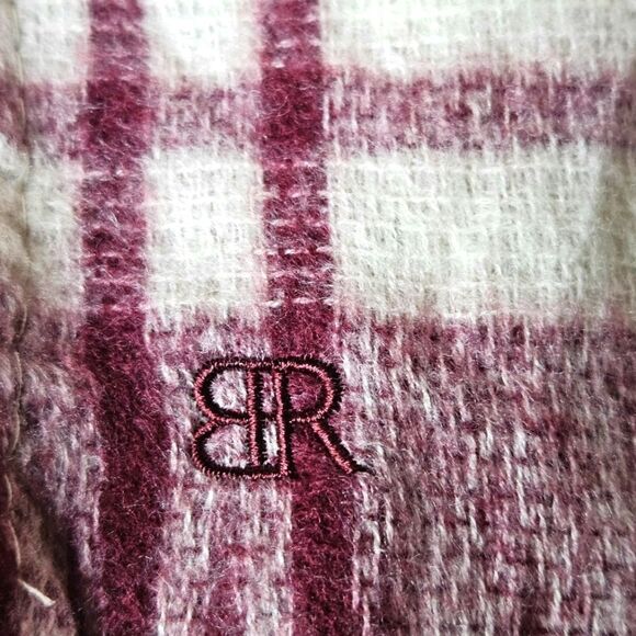 Banana Republic Mariana Deep Red Plaid Fringe Cashmere Blend Poncho Wrap Sweater - Picture 6 of 10